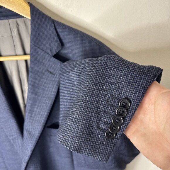 Austin Reed Signature Blazer Men’s 44R Blue Wool Super 110s Piacere Fabric - Picture 2 of 8